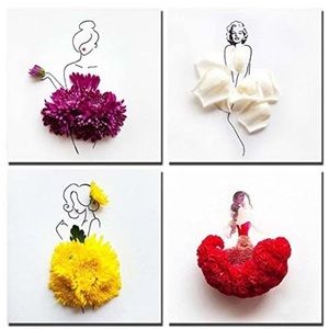 Gardenia Sexy Girl 4 Piece Canvas Art